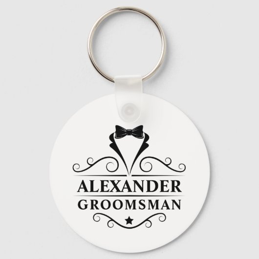 Groomsman Black Stropdas Sleutelhanger (Voorkant)