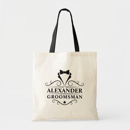 Groomsman Black Stropdas Tote Bag (Voorkant)