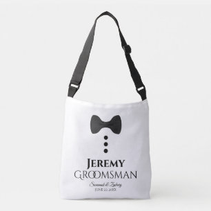 Groomsman Black Stropdas Wedding Swag Bag Crossbody Tas