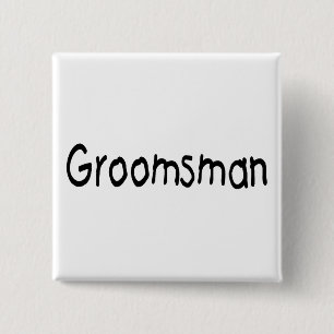 Groomsman (blk) vierkante button 5,1 cm