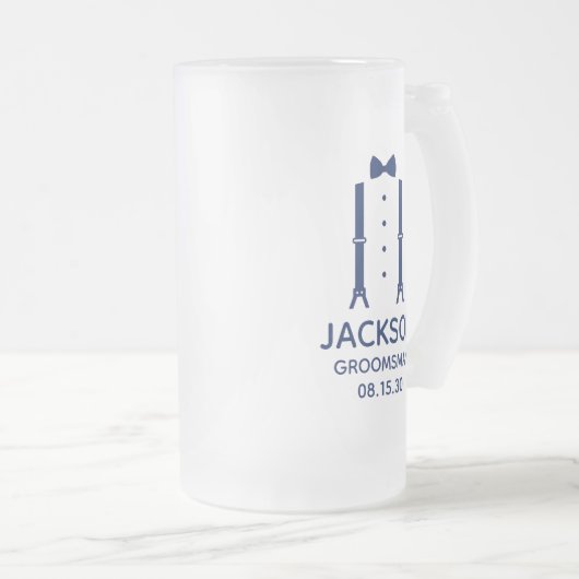 Groomsman Blue Bow Stropdas Matglas Bierpul (Voorkant rechts)