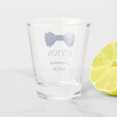 Groomsman Blue Bow Stropdas Shot Glas (Achterkant)