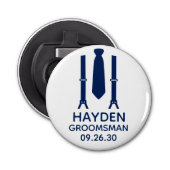 Groomsman Blue Stropdas Button Flesopener (Voorkant)