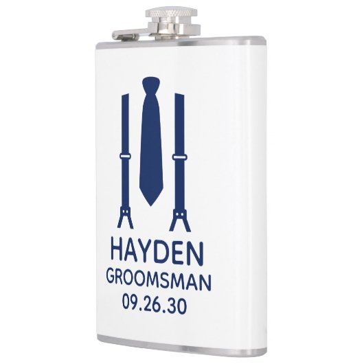 Groomsman Blue Stropdas Heupfles (Links)