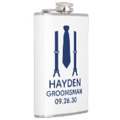 Groomsman Blue Stropdas Heupfles (Rechts)