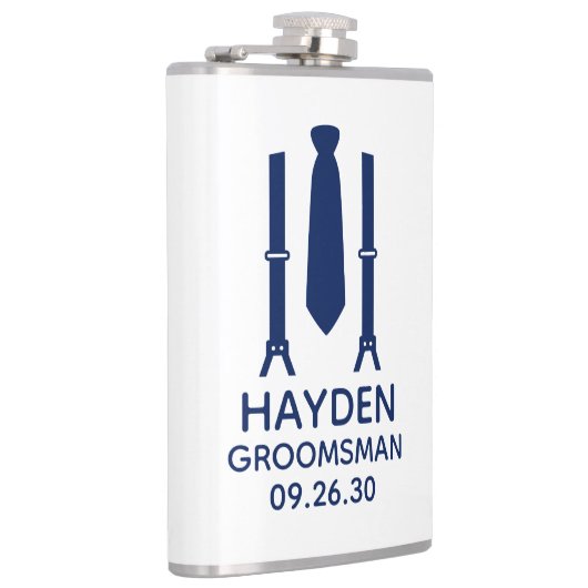 Groomsman Blue Stropdas Heupfles (Rechts)