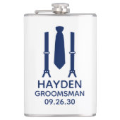 Groomsman Blue Stropdas Heupfles (Voorkant)
