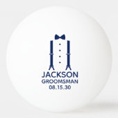 Groomsman Blue Stropdas Ping Pong Ball (Voorkant)