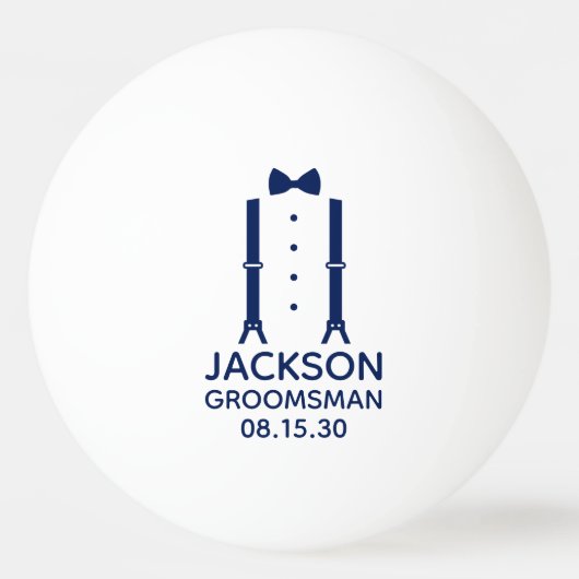 Groomsman Blue Stropdas Ping Pong Ball (Voorkant)