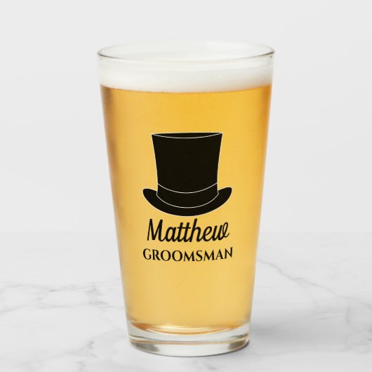 Groomsman bruiloft bier glas met aangepaste naam (Voorkant gevuld)