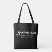 Groomsman Canvas tas-Cool Black White Modern Scrip Tote Bag (Achterkant)