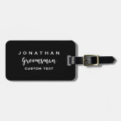 Groomsman Custom Wedding for Modern Monogram Bagagelabel (Voorkant horizontaal)