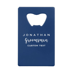 Groomsman Custom Wedding for Modern Monogram Creditkaart Flessenopener