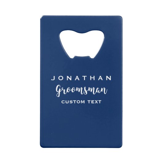 Groomsman Custom Wedding for Modern Monogram Creditkaart Flessenopener (Voorkant)
