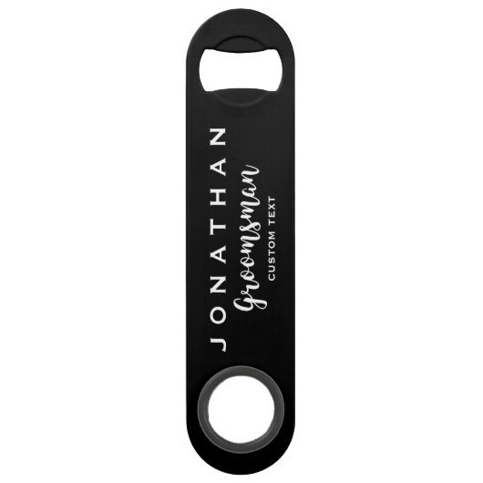 Groomsman Custom Wedding for Modern Monogram Speed Flessenopener (Achterkant)