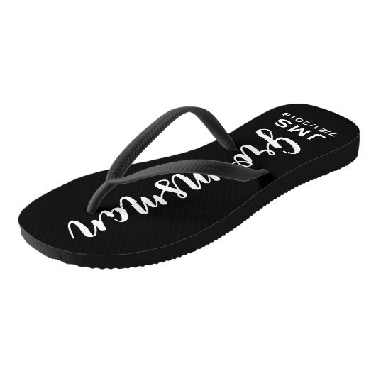 Groomsman Custom Wedding for Modern Monogram Teenslippers (Schuin)