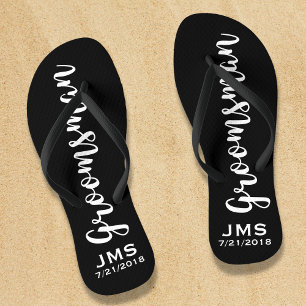 Groomsman Custom Wedding for Modern Monogram Teenslippers