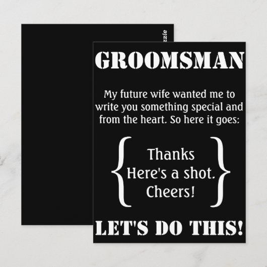 Groomsman Dank u Briefkaart (Voorkant / Achterkant)