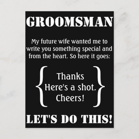 Groomsman Dank u Briefkaart (Voorkant)