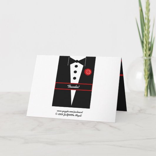 GROOMSMAN Dank u - Tuxedo met Roos Bedankkaart (Achterkant)