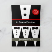 GROOMSMAN Dank u - Tuxedo met Roos Bedankkaart (Binnen)