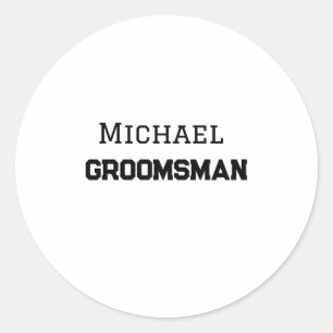 Groomsman eenvoudige minimale voeg naam modern man ronde sticker