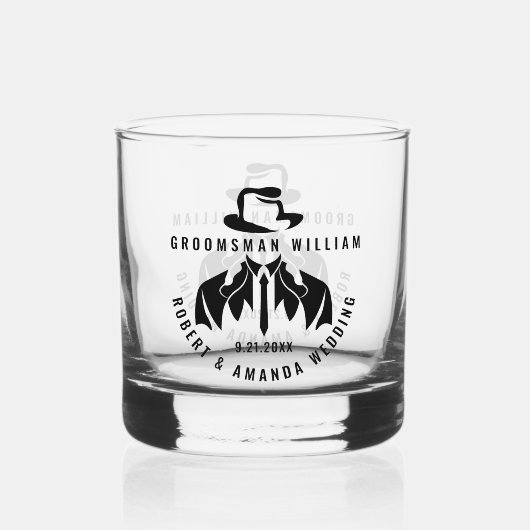 Groomsman Elegant Tuxedo bruiloft Whisky Glas (Voorkant)