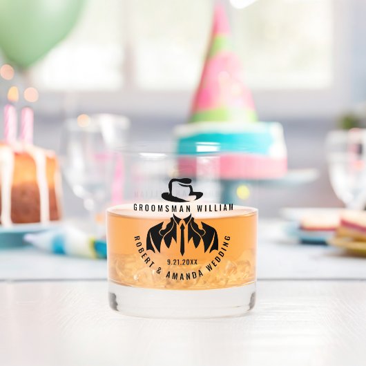 Groomsman Elegant Tuxedo bruiloft Whisky Glas (Insitu (Verjaardag))