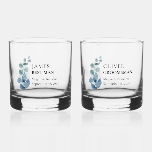 Groomsman Eucalyptus Greenery Wedding Custom Whisky Glas (Voorkant)