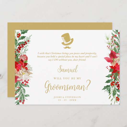 Groomsman Fancy Luxury Christmas Proposal Card (Voorkant / Achterkant)