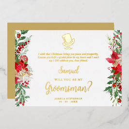 Groomsman Fancy Luxury Christmas Proposal Card Folie Uitnodiging