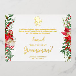 Groomsman Fancy Luxury Christmas Proposal Card Folie Uitnodiging
