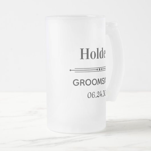 Groomsman Favor Personalized Matglas Bierpul (Voorkant rechts)