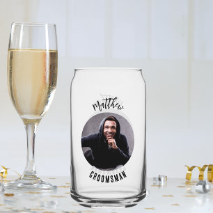 Groomsman foto vrijgezellenfeest blikvorm glas