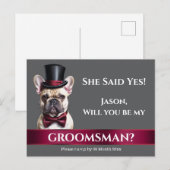 Groomsman franse bulldog bruidegoms huwelijksaanzo briefkaart (Voorkant / Achterkant)