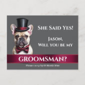 Groomsman franse bulldog bruidegoms huwelijksaanzo briefkaart (Voorkant)