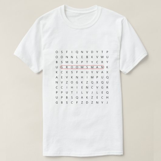 Groomsman Fun Wedding Word Search Bachelor Party T T-shirt (Design voorkant)