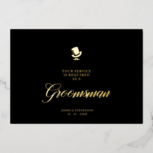 Groomsman Funny Wedding Minimalist Proposal Card Folie Uitnodiging (Voorkant)