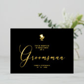 Groomsman Funny Wedding Minimalist Proposal Golden Folie Uitnodiging (Staand Voorkant)