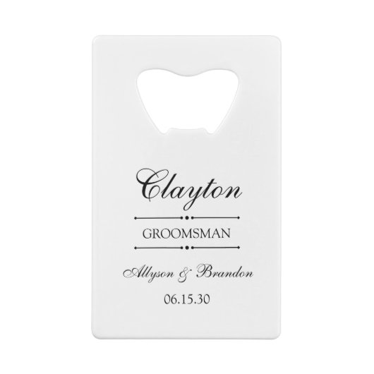 Groomsman gepersonaliseerd creditkaart flessenopener (Achterkant)