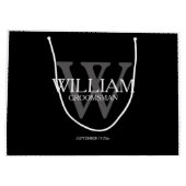 Groomsman gepersonaliseerd Elegant Black Groot Cadeauzakje (Achterkant)
