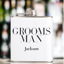 Groomsman gepersonaliseerd wit zwart modern eenvou