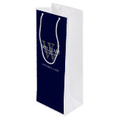 Groomsman Gift Custom Modern Navy Blue Wijn Cadeautas (Achterkant Gekanteld)