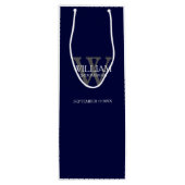 Groomsman Gift Custom Modern Navy Blue Wijn Cadeautas (Achterkant)