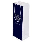 Groomsman Gift Custom Modern Navy Blue Wijn Cadeautas (Voorkant Gekanteld)