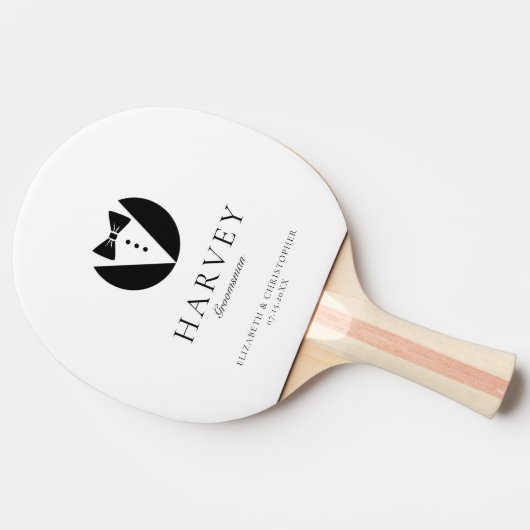 Groomsman Gift Eenvoudige Boog Stropdas Minimal Tafeltennisbatje (Zijkant)