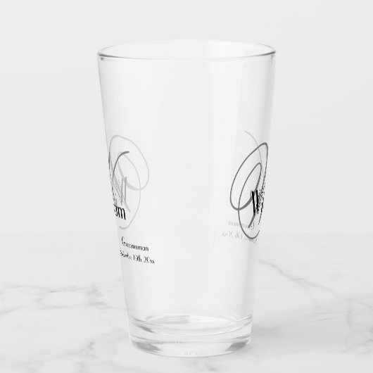 Groomsman Gift Elegant Monogram Naam Datum Bier Glas (Links)
