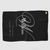 Groomsman Gift Elegant Monogram Name Classic Cool Golfhanddoek (Horizontaal)