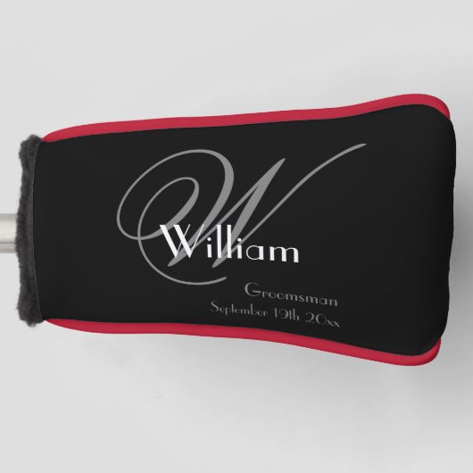 Groomsman Gift Elegant Monogram Name Classic Cool Golfheadcover (Voorkant)