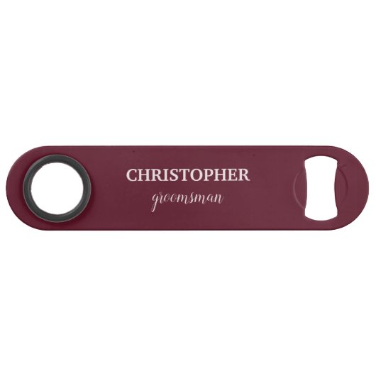 Groomsman Gift Gepersonaliseerde Monogram Bruiloft Speed Flessenopener (Voorkant (Horizontaal))